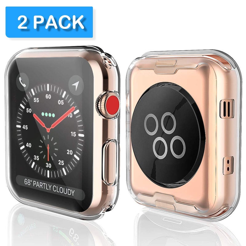 JULK [2-Pack] Julk 38mm Case for Apple Watch Series 3 Series 2 Screen Protector, Overall Protective Case TPU HD Ultra-Thin Cover for iWatch, 2 Transparent - Image 2